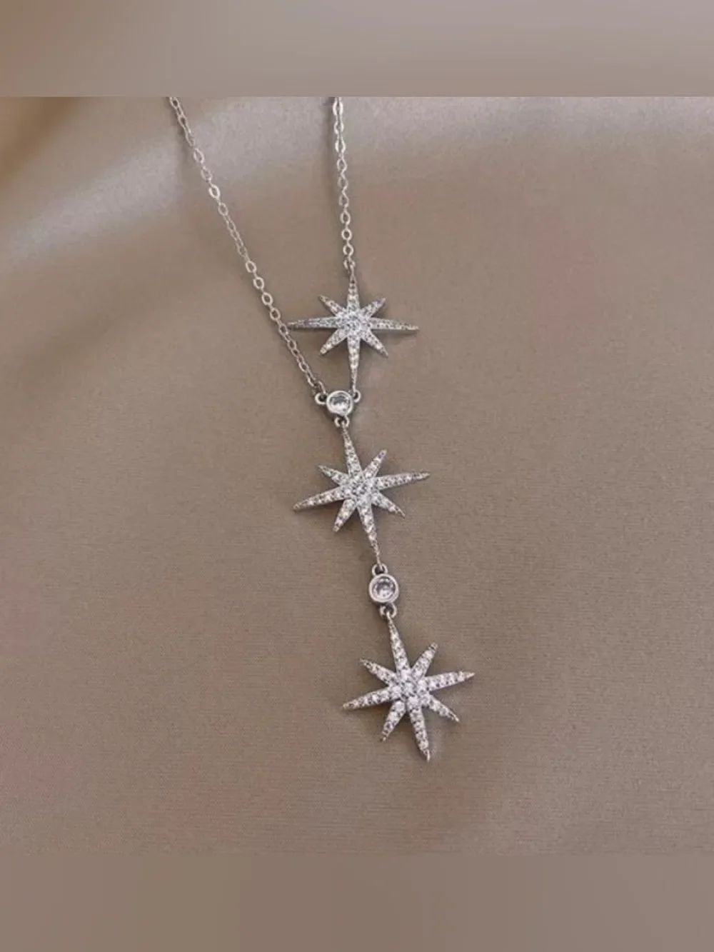 Silver Snowflake y shape Necklace A1731